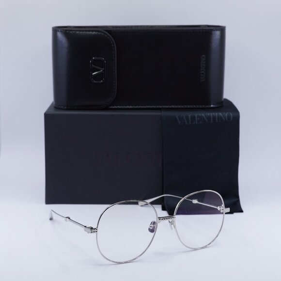 Valentino V-STUD-III VLX-136B Round Eyeglasses 56mm - Silver - Picture 1 of 10